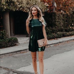 Tabloid Sequin Cutout Shift Dress
